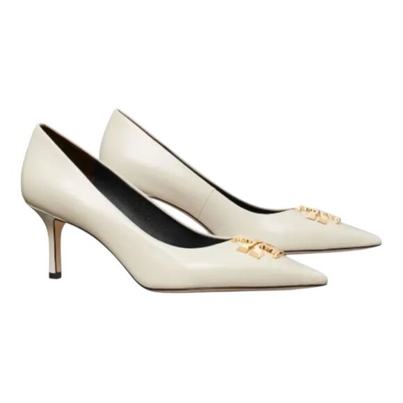 Tory Burch Womens Eleanor Leather Cream Old Money  Pointed Toe Pump Sz 5.5 - Picture 1 of 9